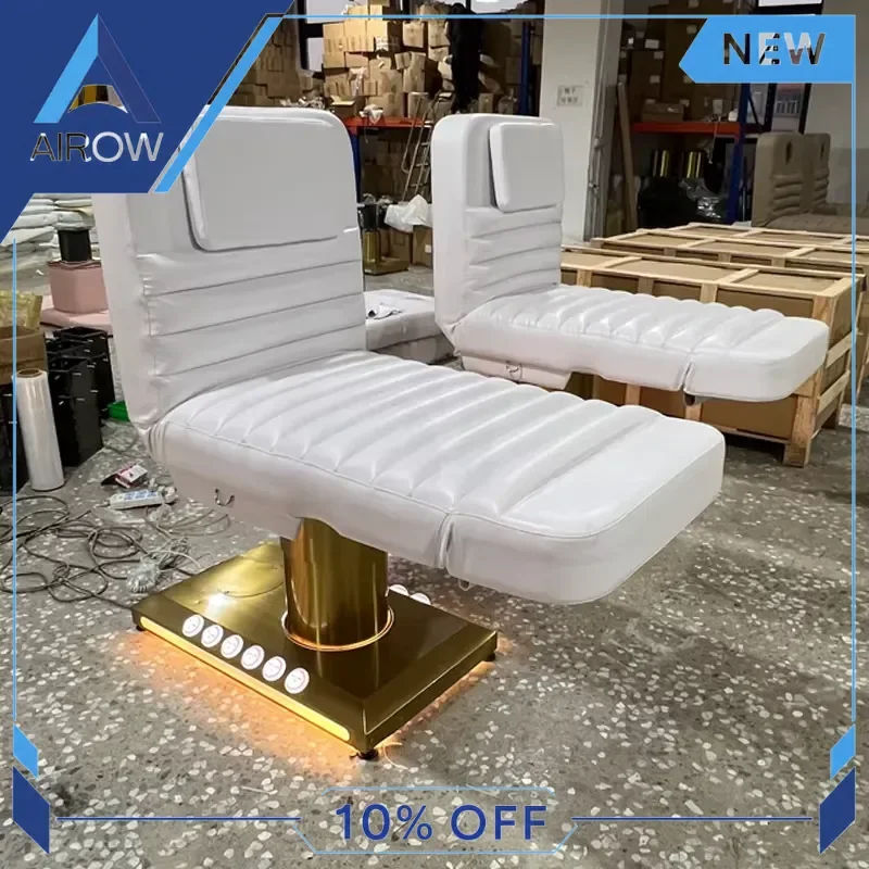 for Electric Facial Bed 3 Motor Stainless Steel Gold Curved Massage Table Professional Salon Spa Lash Beauty Equipment
