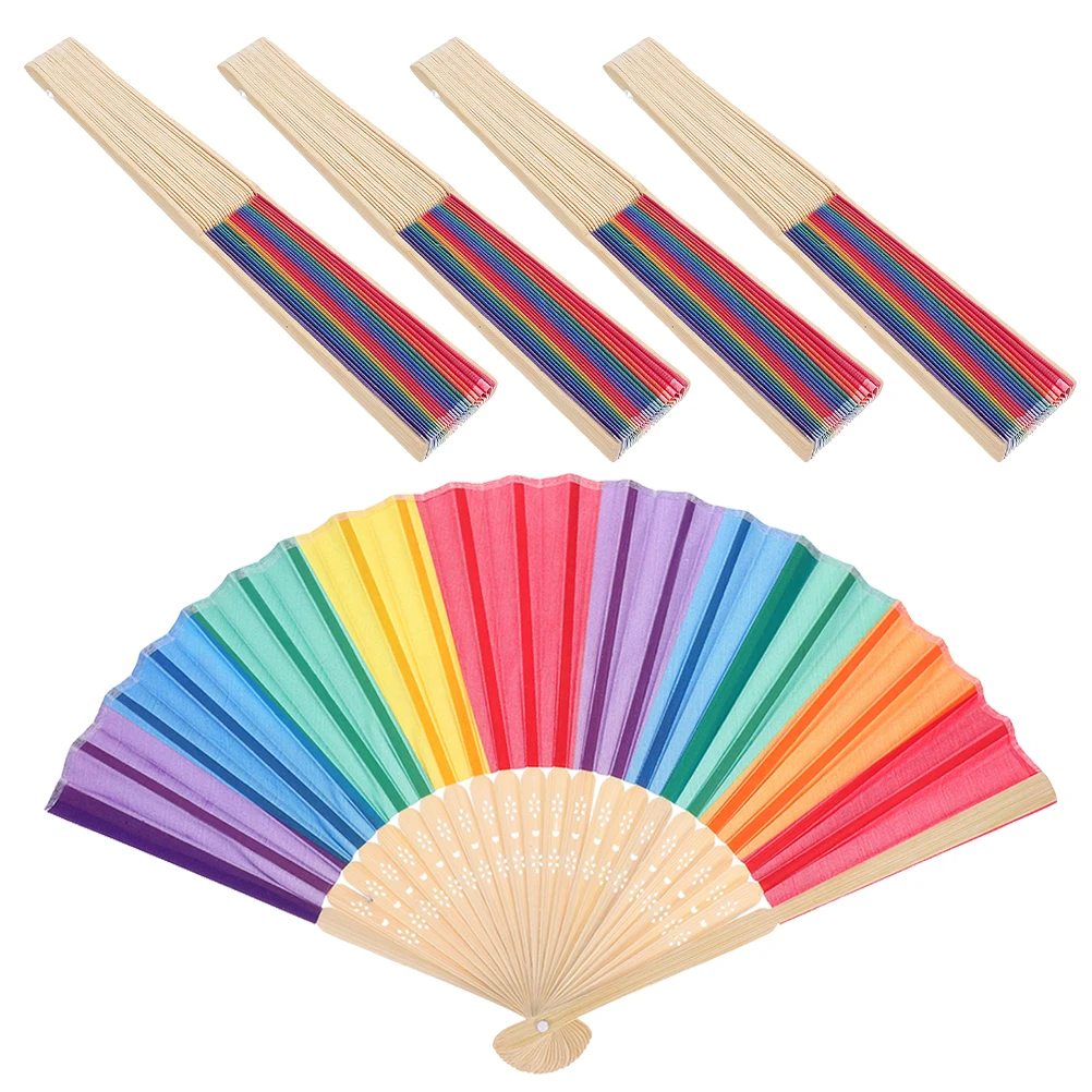 

5pcs Rainbow Folding Hand Fans Lightweight Portable Decorative for Wedding Party Cosplay Event Decoration Accessories