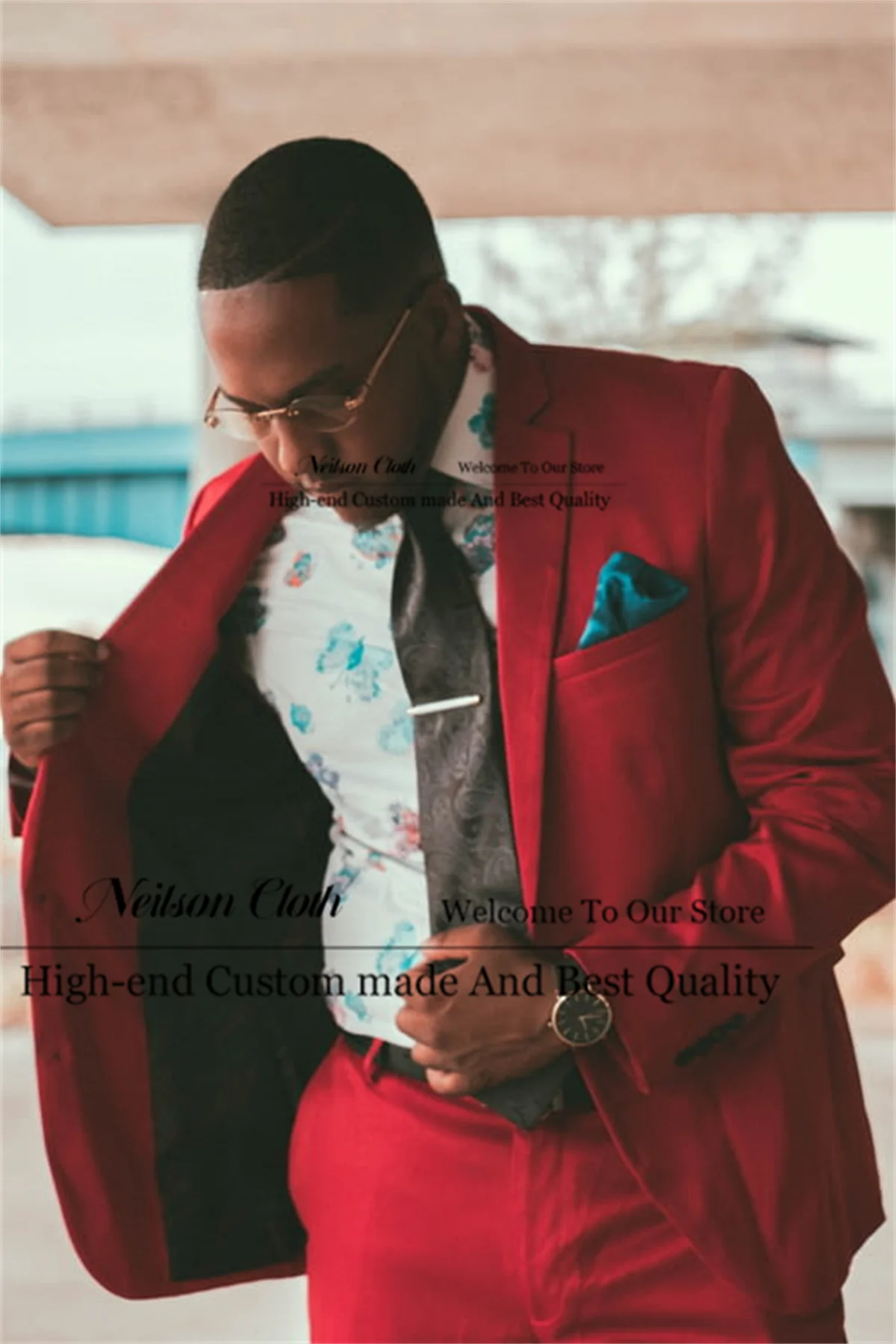 

Formal Red Men Suits Notched Lapel Groom Wedding Tuxedos 2 Pieces Sets Male Prom Blazers Business Slim Fit Terno Masculino