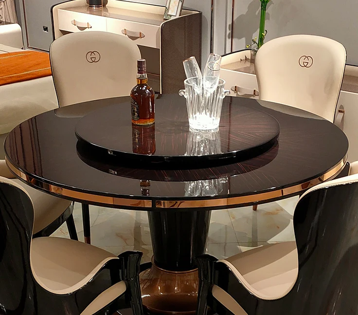 Round Dining Table Set 6 Chairs Italian Modern Luxury Design Dining Room Sets High Quality Table And Chairs