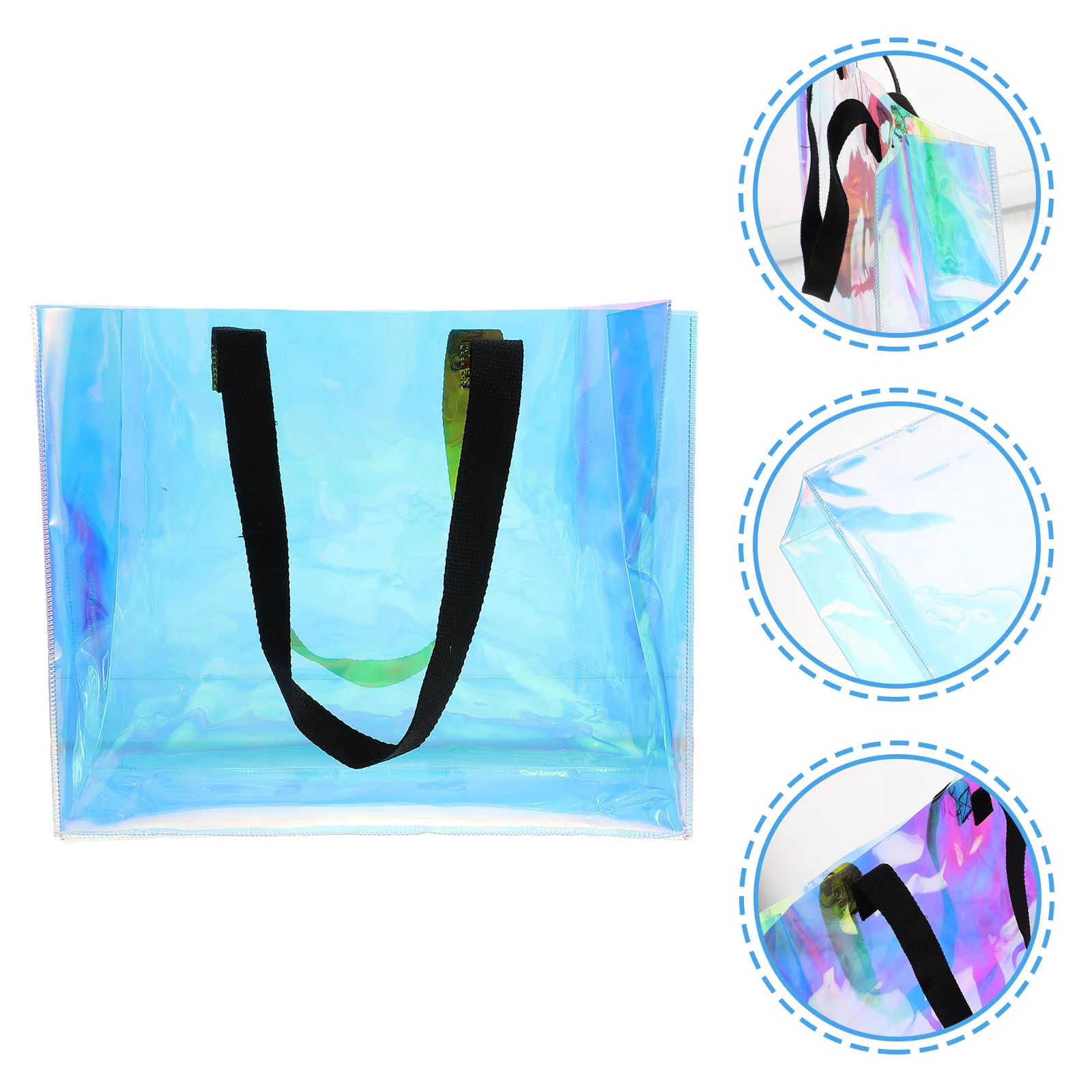 PVC iriserende regenboog draagtas waterdichte handtas met comfortabele handgrepen grote capaciteit voor strandsport winkelen cadeau
