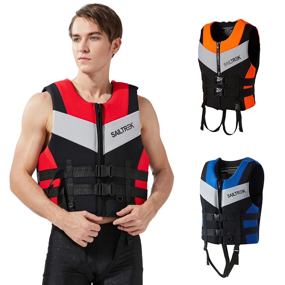 Adults Life Jacket Neoprene Safety Life Vest for Water Ski Wakeboard Swimming Fishing Surfing Life Vest Swimming Floating Cloth