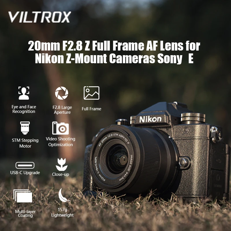 VILTROX 20mm F2.8 for Sony e Lens Nikon Z Mount Lens Full Frame Camera Lens Ultra Wide Angle Auto Focus Vlog Lens A7CII ZVE10 Z6