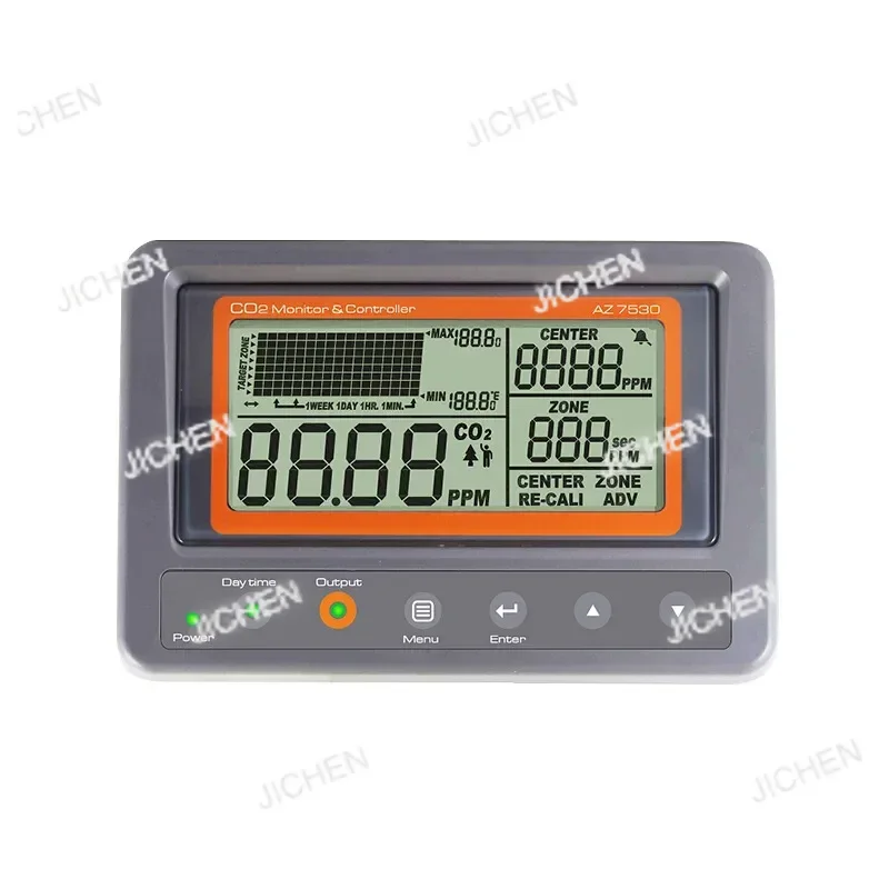 AZ7530 Relay Type Carbon Dioxide Detector Control Fan Sound and Light Alarm Day and Night Monitoring External Probe