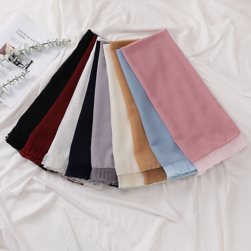 ファッションムスリムモーダルヒジャブシフォンショール女性用無地ソフトヒジャブスカーフビッグレーストリムヘッドスカーフイスラムターバンヘッドバンド