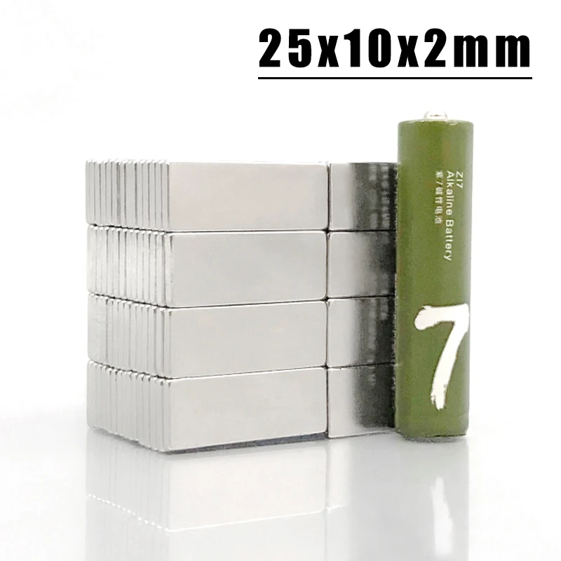 2/10/20/50/500Pcs 25x10x2 Neodymium Magnet 25mm x 10mm x 2 N35 NdFeB Block Super Powerful Strong Permanent Magnetic imanes Block