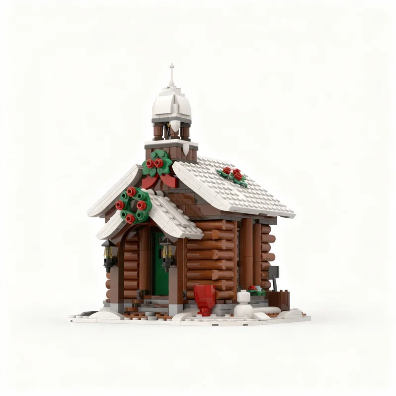 1125pcs MOC Chapel The River Seasonal Christmas Model Building Blocks Toy Construction Christmas Gifts Display Collection Craft