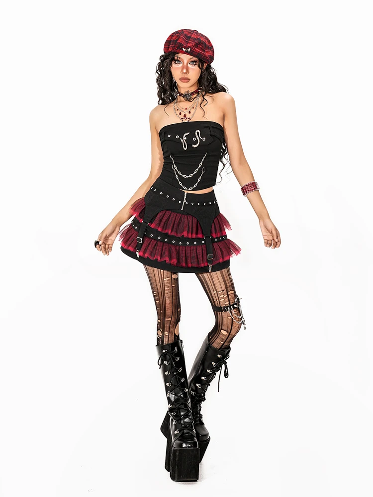Retro Functional Kawaii A-line Skirt Women's Summer Ballet Style Millennial Soft Girls Mesh Cake Skirt Y2k Short Skirts Clothes