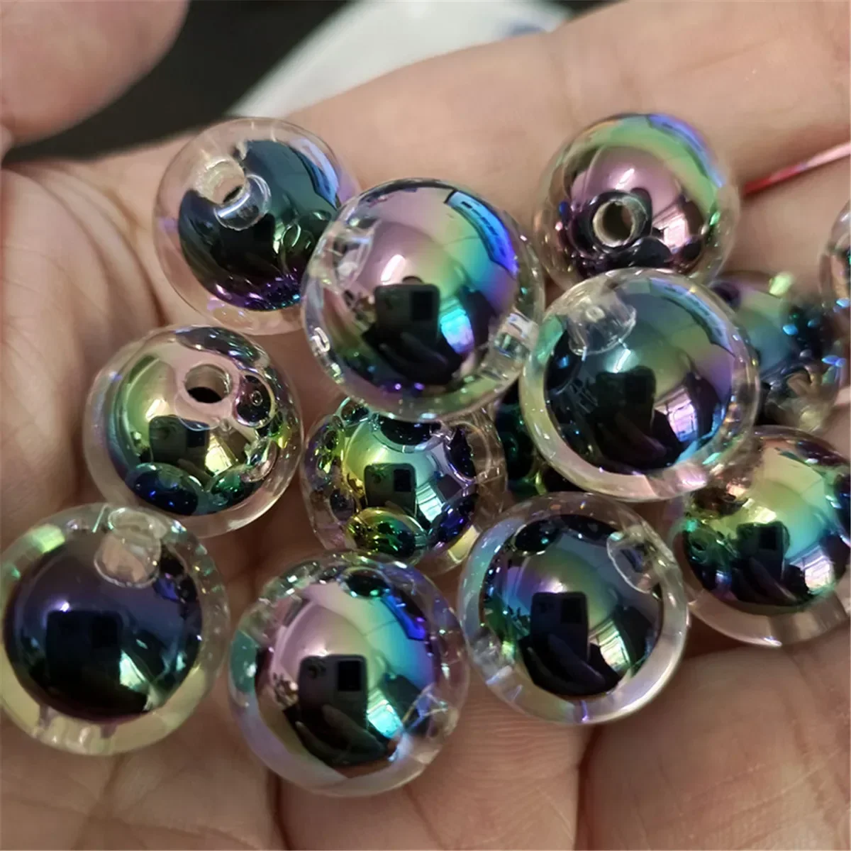 Ch92 10 peças 16mm contas acrílicas transparentes coloridas lindas contas fofas diy pulseira colar acessórios de joias artesanais para meninas