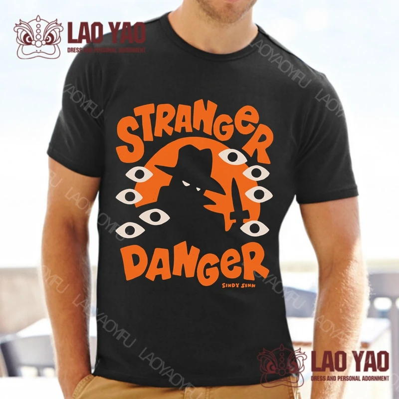 Stranger Danger Alphabet T-shirt Y2k Clothing Tops Streetwear Kpop Goth Clothes T-shirts for Women Harajuku Sportswear Man Men