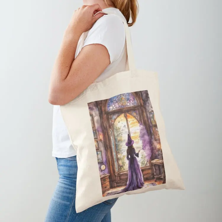Lavender Witch Practicing Magic Tote Bag Canvas bag tote bags men foldable reusable bag cute pouch