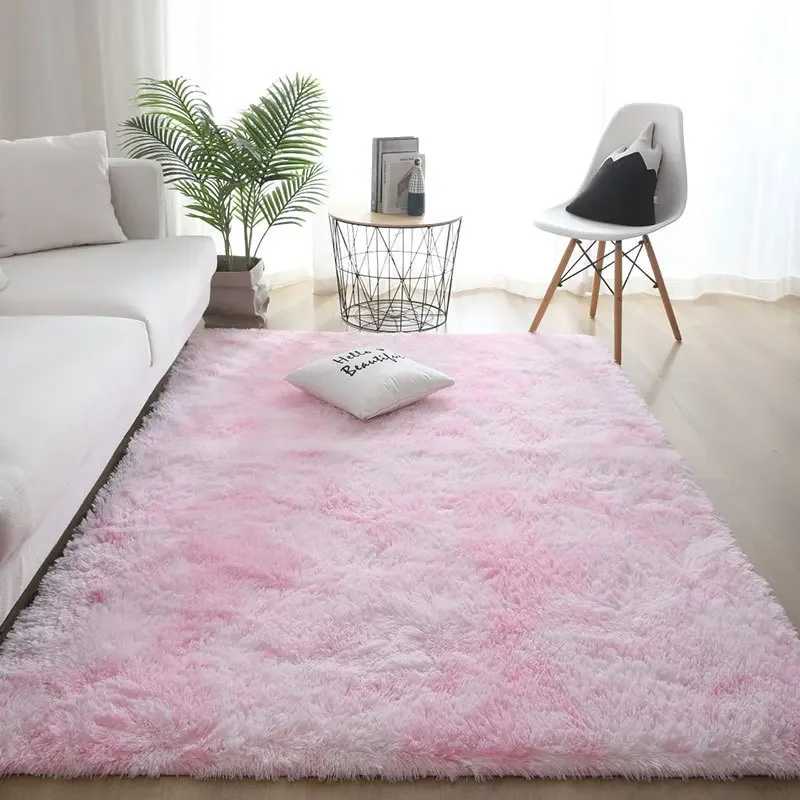 Alfombra de seda antideslizante para sala de estar, alfombrilla de pie para sofá nórdico, alfombrilla de felpa de viento simple, teñido anudado para el cabello, hogar, dormitorio, cabecera