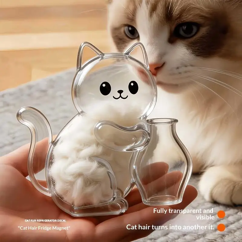 Transparent Cat Hair Storage Refrigerator Magnets Pet Fur Keepsake Capsule DIY Souvenirs Cat Whiskers Collector Fridge Magnet