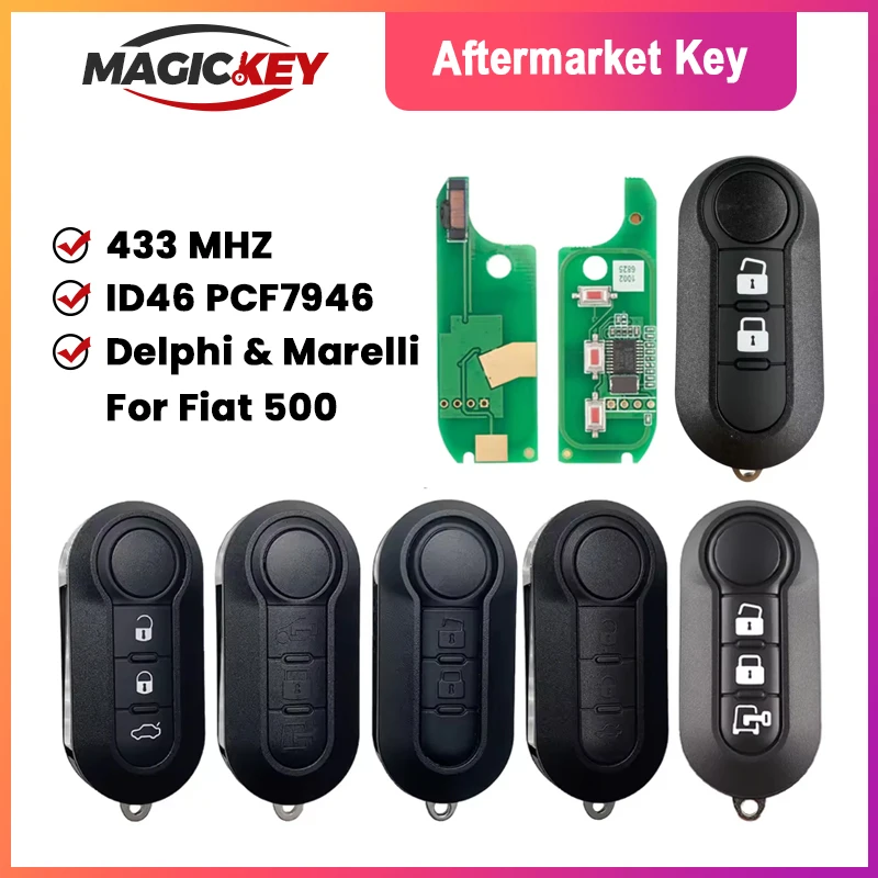 

ID46 PCF7946 433MHz Car Remote Key For Fiat Delphi 500 Panda Punto Bravo Marelli 500L Ducato Peugeot Boxer Citroen Jumper VAN