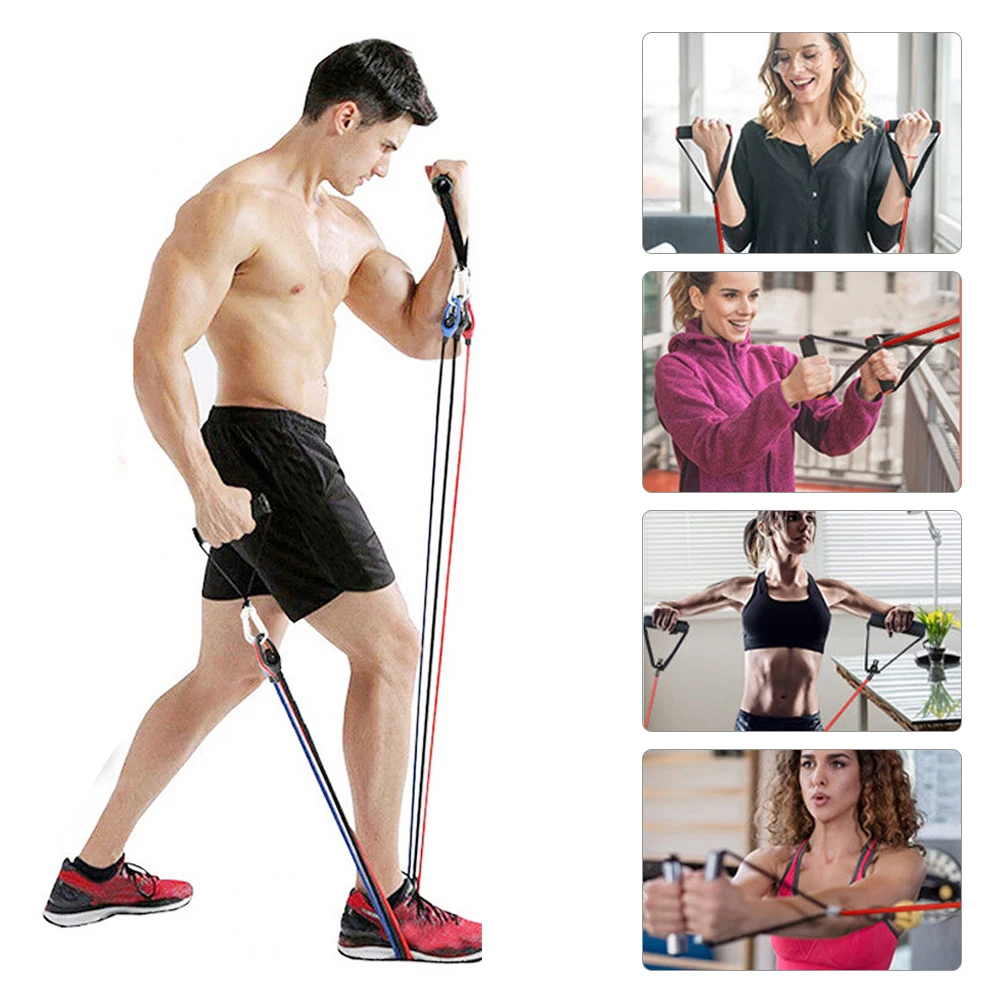 

11 piece set of stretchers tension ropes tension bands TPE straight line tension bands muscle training and fitness equipmen