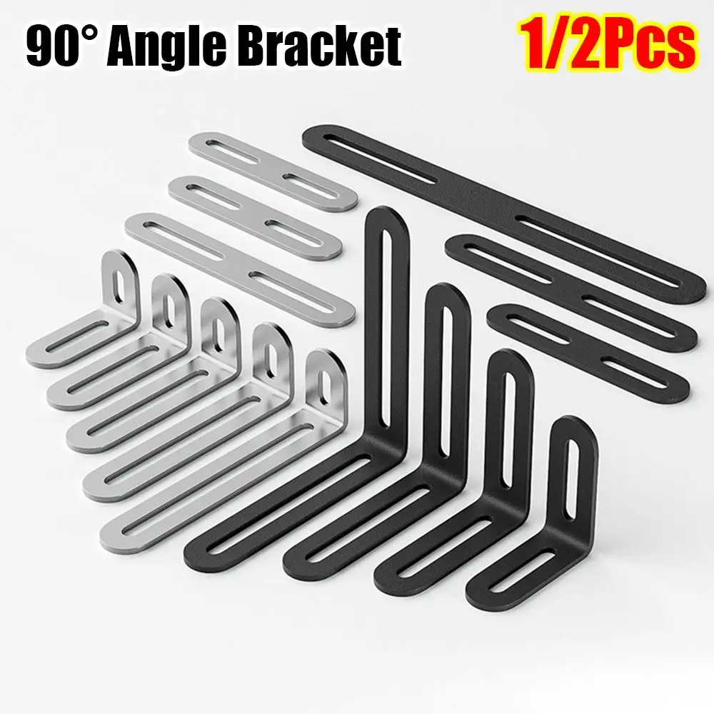 1/2Pcs Stainless Steel Angle Bracket Furniture Fastener Silver Corner Brace Joint L Shape 90 Degree Right Angle