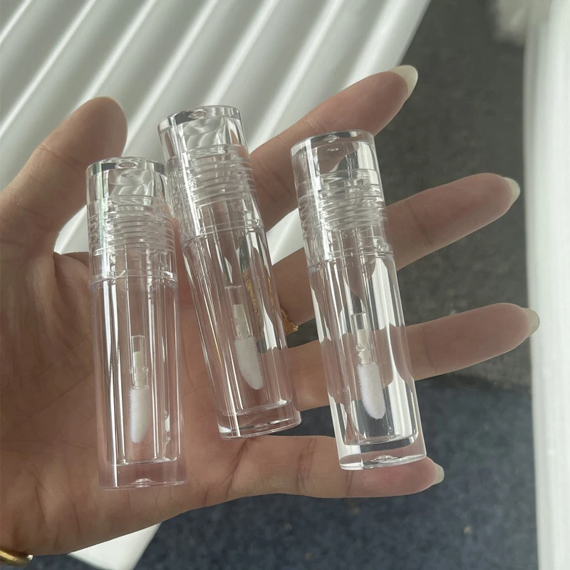 1Pc Translucent Round Lip Gloss Empty Tube Portable 5ml Thick Wand Lip Gloss Tube Plastic Lip Glaze Tubes Cosmetic Container