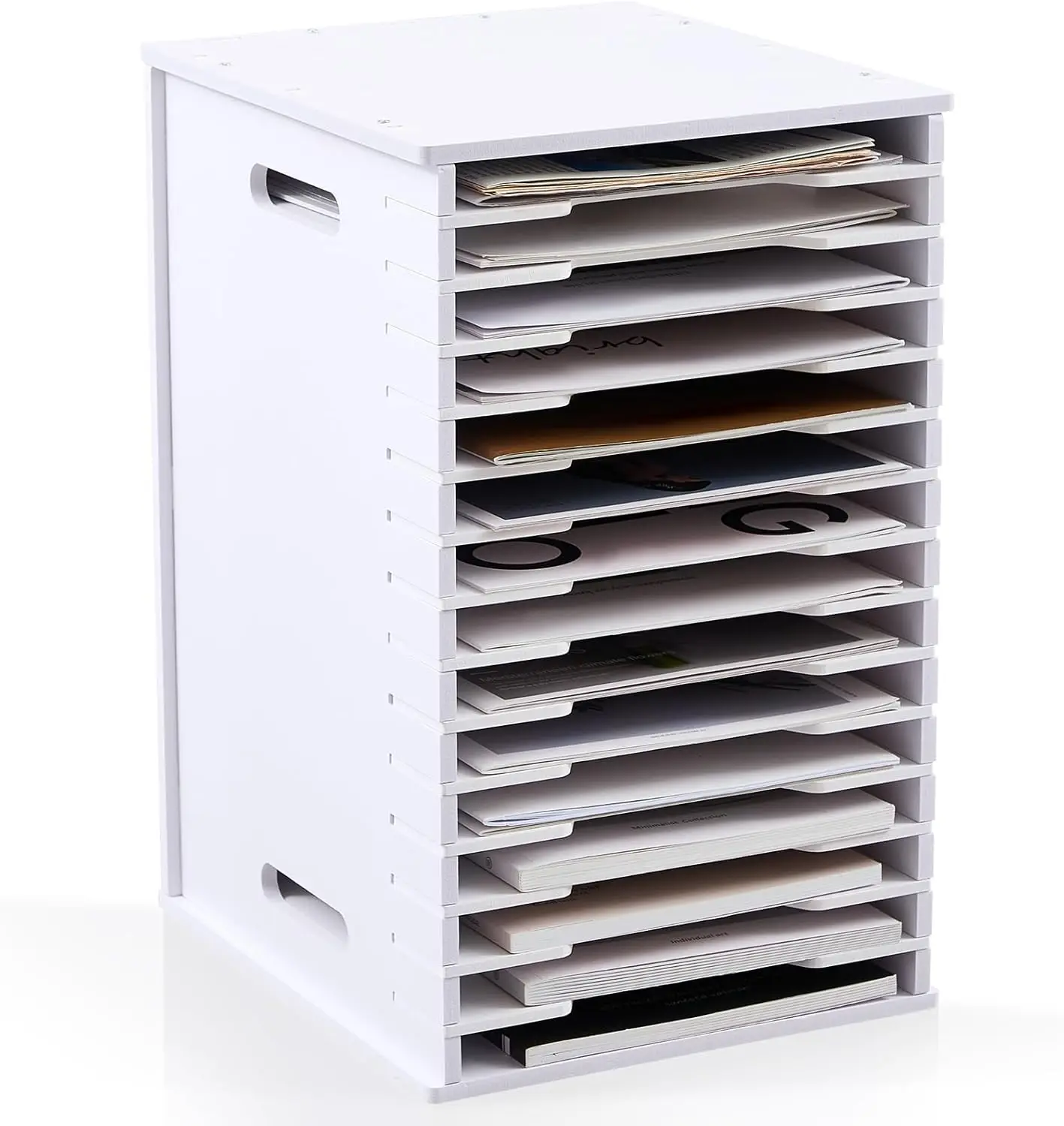 15 Tier 8.5x11 Scrapbook Paper Organizer, Adjustable Shelves Stackable Desktop Storage Rack Document Holder for Home Office