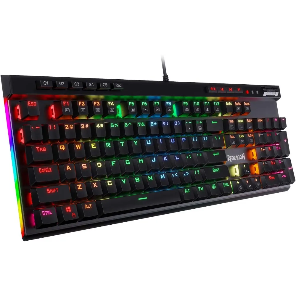 Illuminated Mechanical Gaming Keyboard with Macro Keys and Media Controls