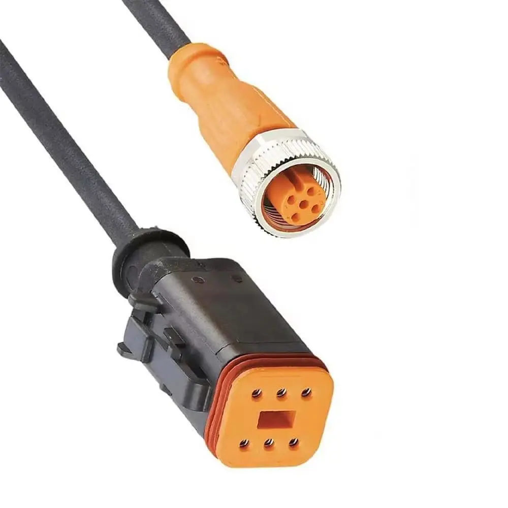 Vehicle Mod Waterproof Connector Cable DT06-6S 6Pin Female Plug Transfer M12 A Coding 5Pin Female Automotive Wiring Harness