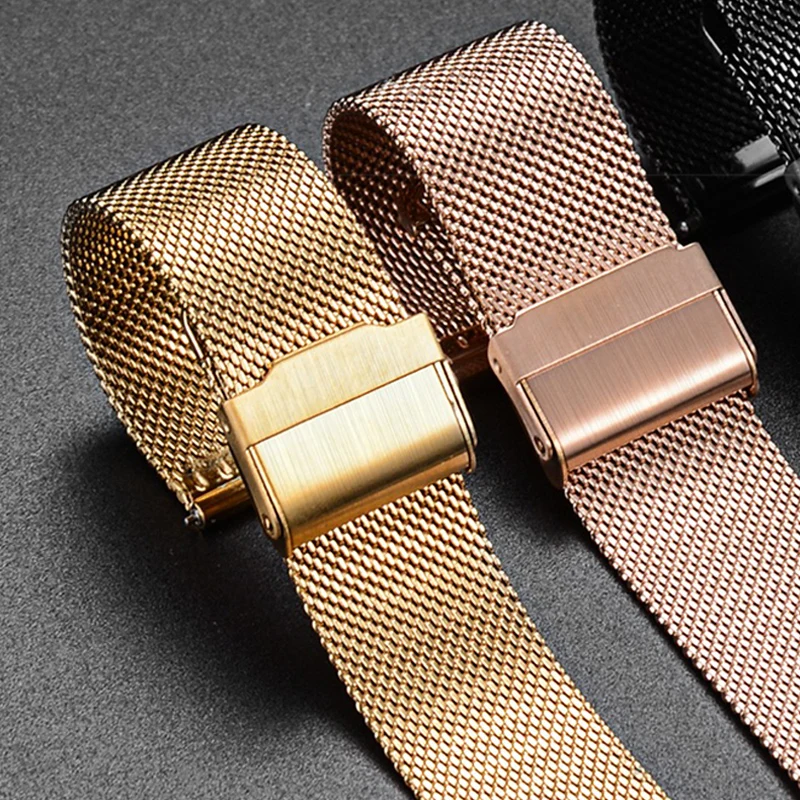 Mesh Milanese Strap 12/14/13/15/16/17/18/19/20/21/22/24mm Universal Stainless Steel Metal Band Bracelet Smart Watch Accessories