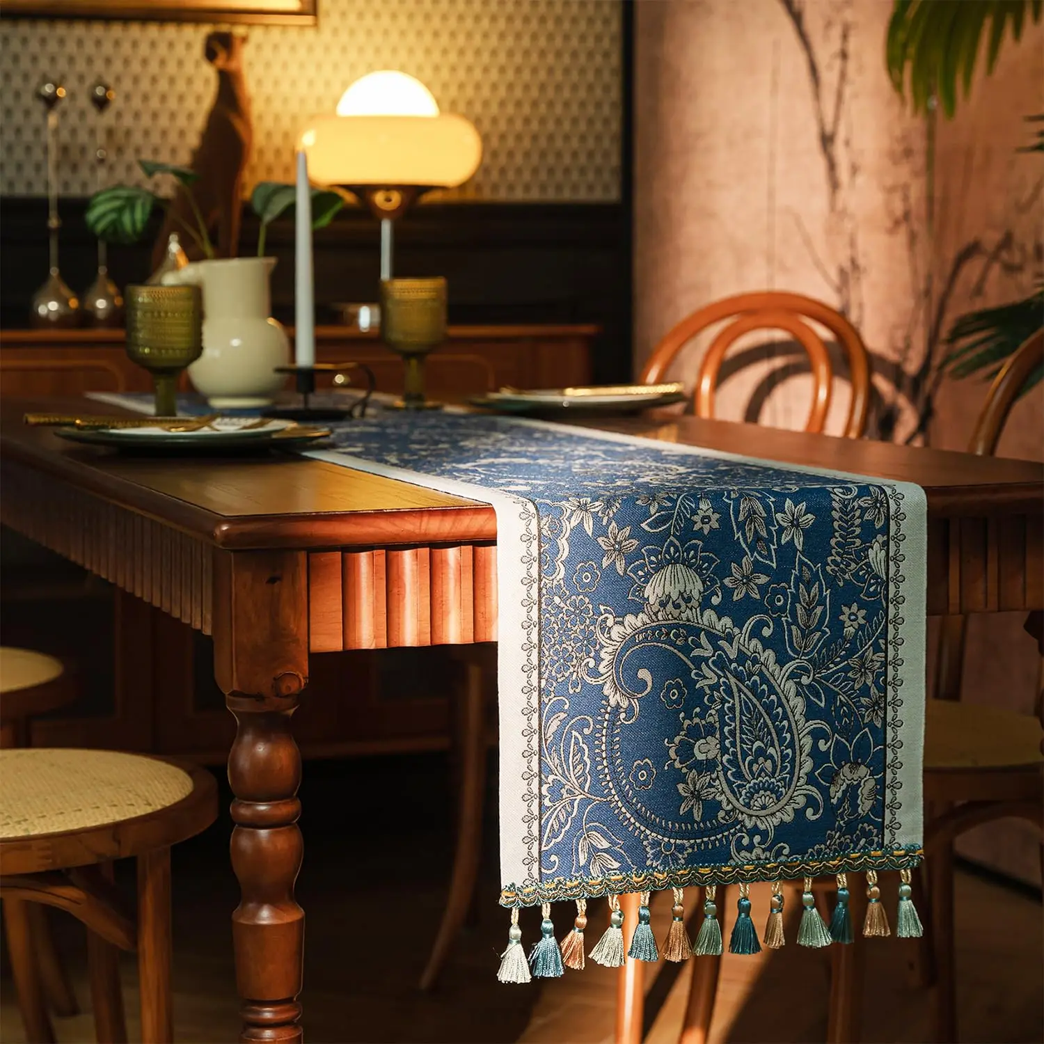 Designer Elegant Linen Table Runner, Farmhouse Colorful Wildflower Pattern Table Runners for Dining Tables,Decoration