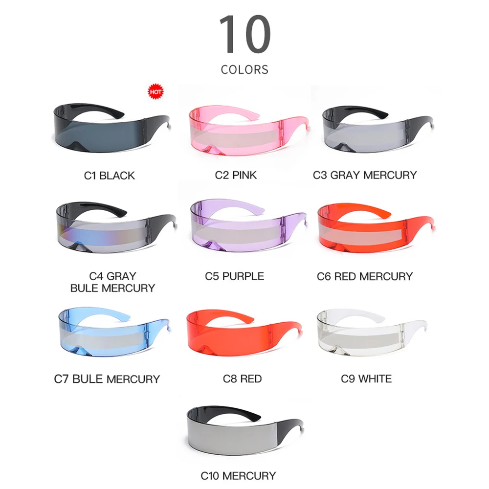 Nowe futurystyczne okulary przeciwsłoneczne Cyberpunk typu unibody Internetowe gwiazdy Bundy okulary przeciwsłoneczne osobowość