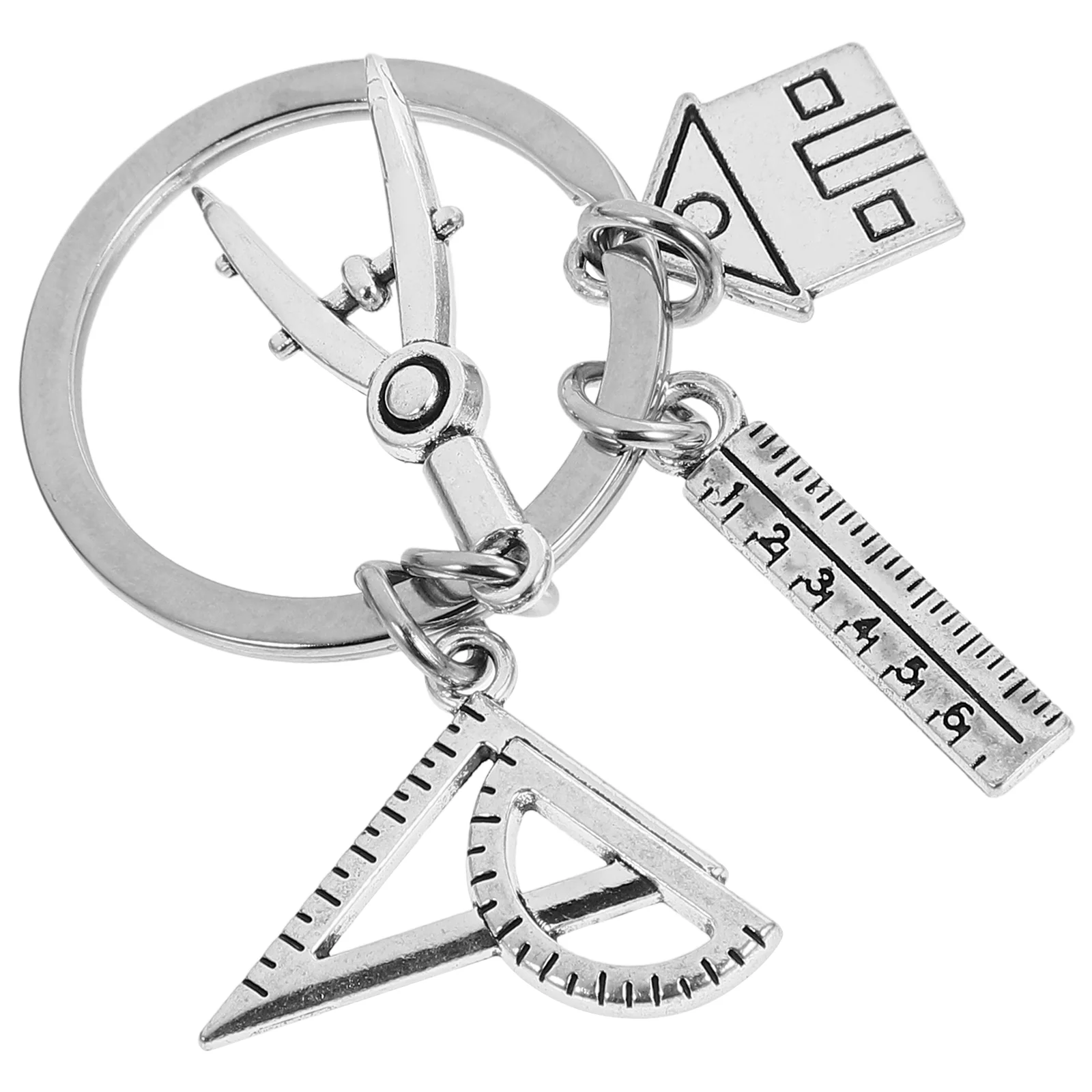 Ruler House Keychain Fob Bag Charm Pendant Keyring Backpack Decorative Architectural Engineer Zinc Alloy