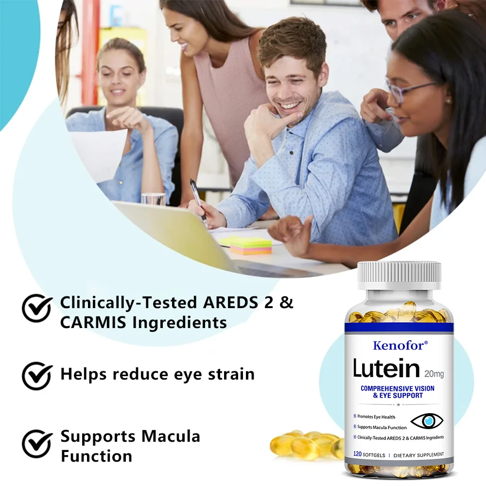 كبسولات لوتين 20 ملغ، فيتامين صحة العين، يعزز صحة العين، غير معدلة وراثيًا، مكمل خالٍ من الغلوتين