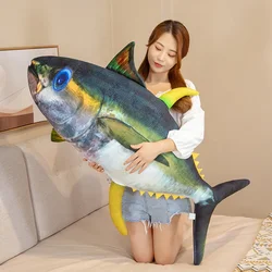 Simulation Bluefin Tuna Plush Toys Stuffed Soft Lifelike  Fish Pillow Ocean Fish Dolls Creative Gifts for Kids Sleep Pillow