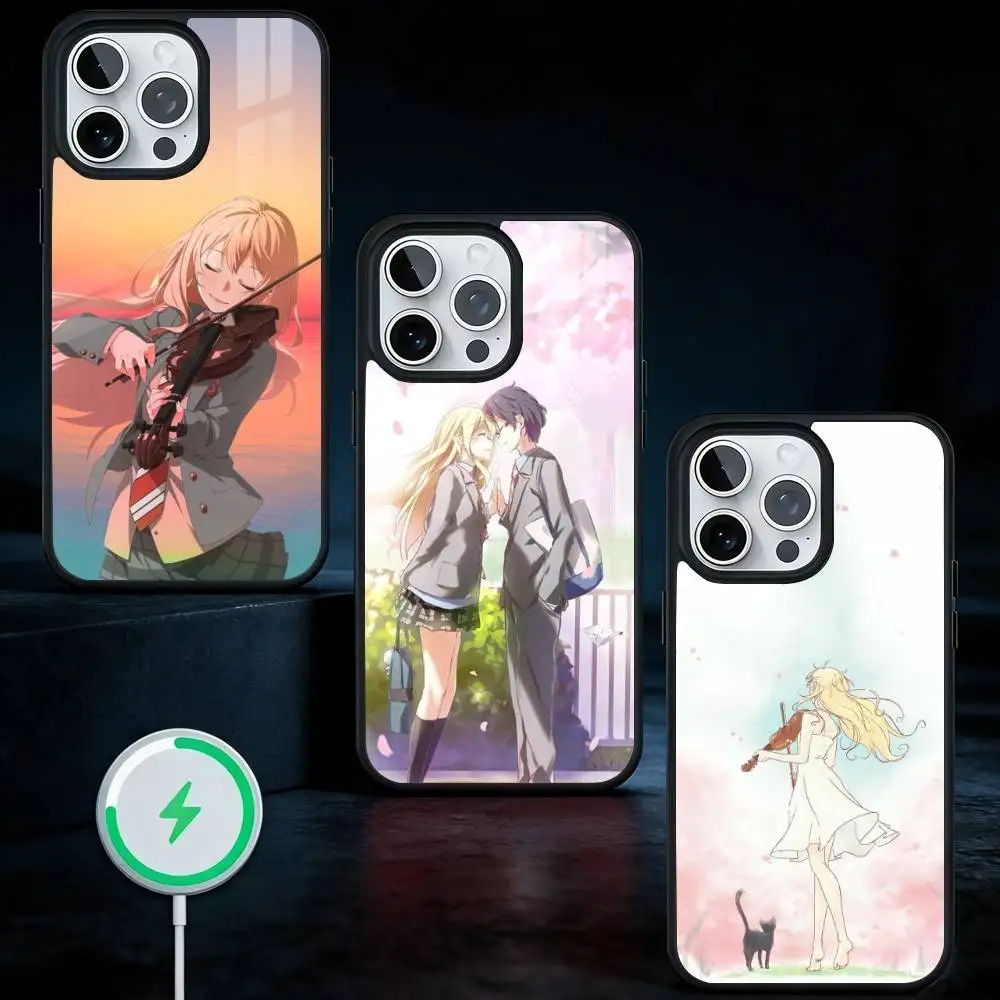 

Amine Your Lie In A-Aprils Phone Case For iPhone17,16,15,14,13 Plus,Pro Max Magnetic For Magsafe Wireless Charging