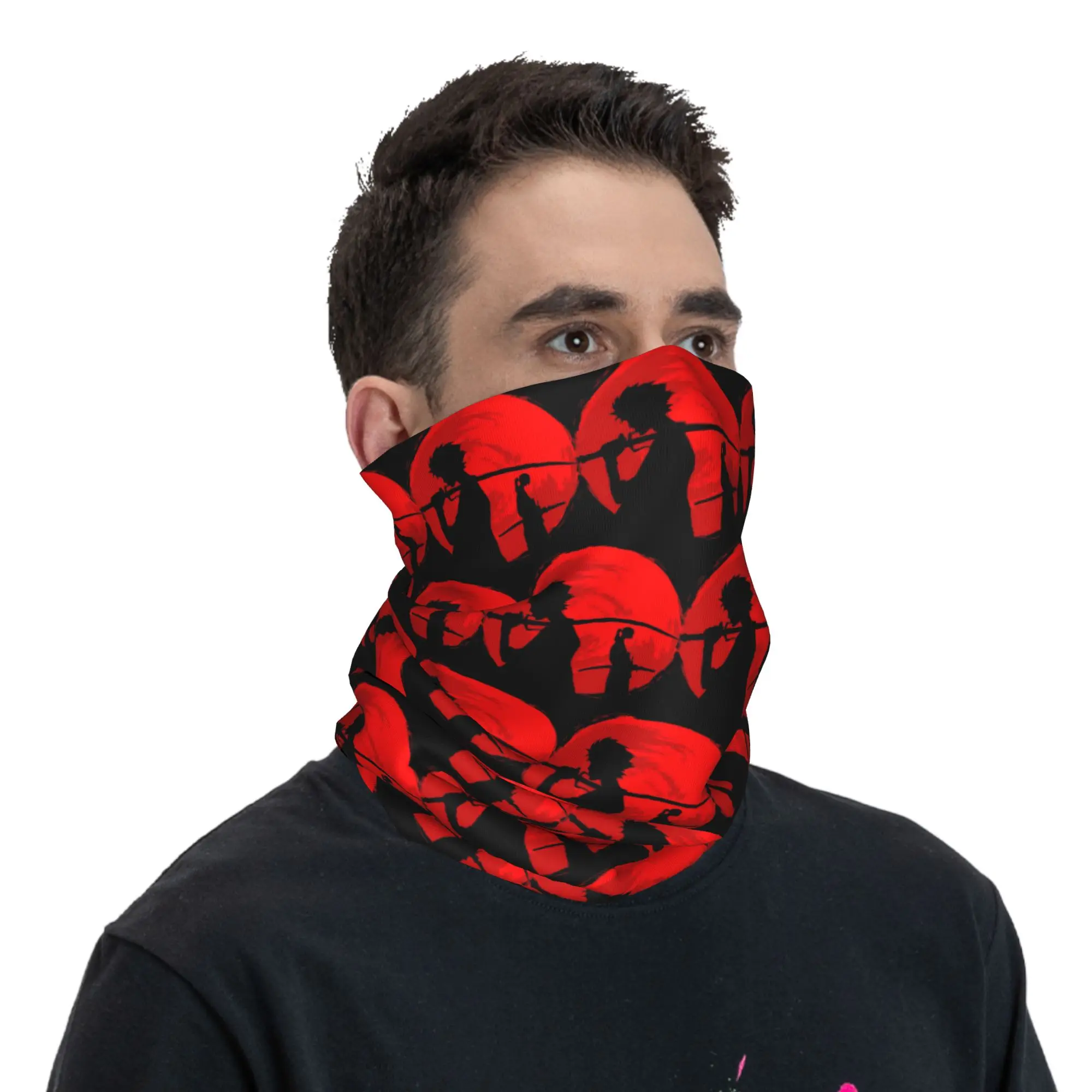 

Samurai sunset red moon Bandana Neck Gaiter Printed Wrap Scarf Multi-use Balaclava Outdoor Sports Unisex Adult Windproof
