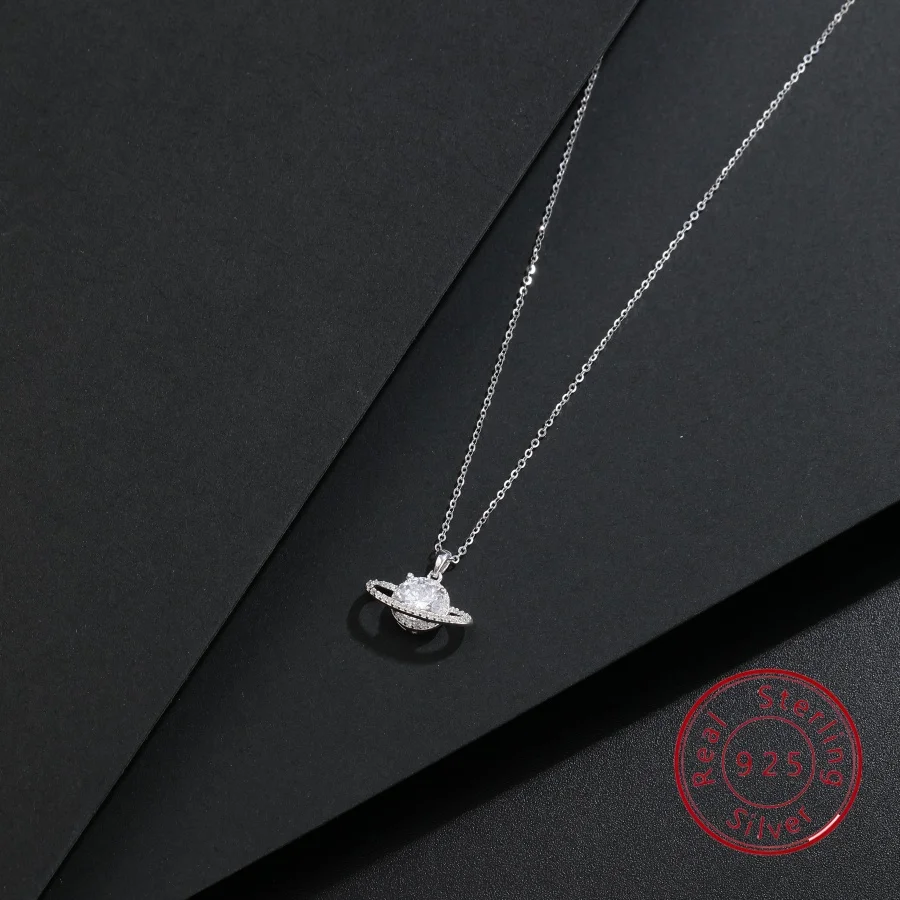 

Cross-border S925 Sterling Silver Saturn Collarbone Necklace Versatile Fashion Collarbone Chain Classic Necklace for Women
