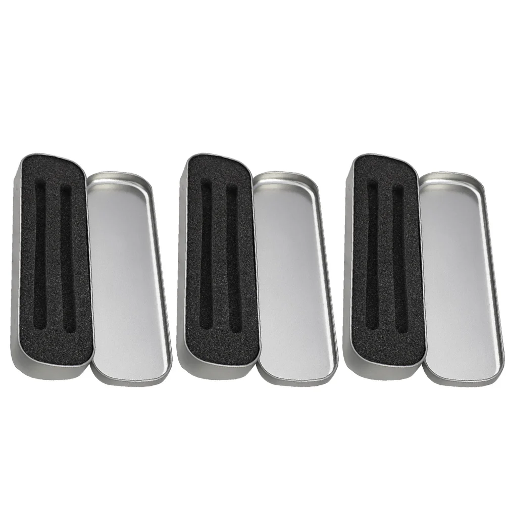 3pcs Metal Pencil Box Rectangular Hard Pen Storage Case For Students Portable Stationery Organizer Pencil Case Small