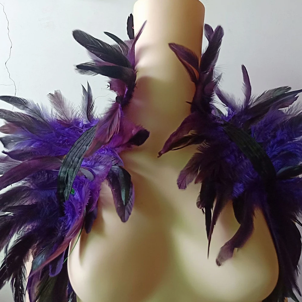 Halloween Feather Shrug Shawl Gothic Punk Feather Cape Natural Feather Shrug Shawl Women Cosplay Stage Show Party Club Costume