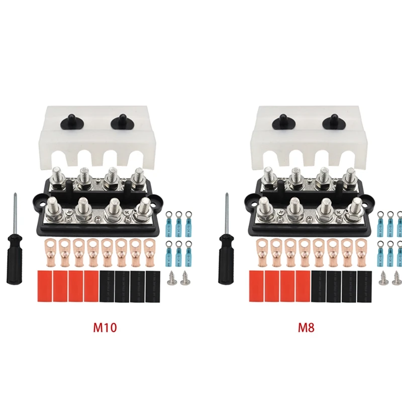 M10busbar Box Board Double Row 4-Terminal Circuit Current Busbar Cable Box Power Box Parts Accessories For RV Yacht Car