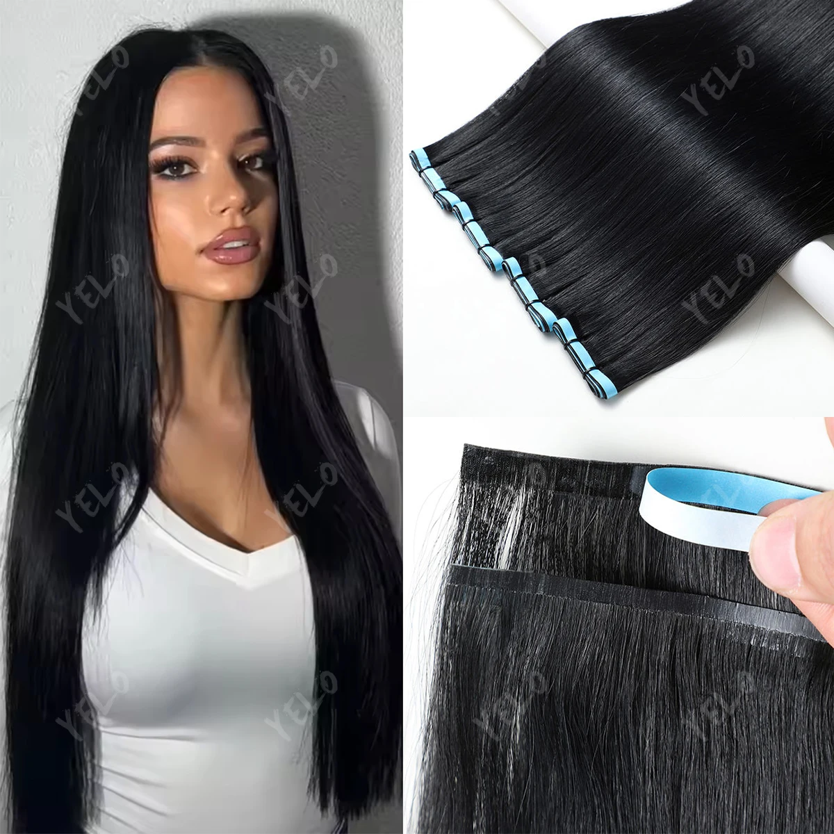 Tape Weft Hair Extensions 100% Straight Remy Human Hair 50g One Piece 80cm Wide Skin Weft Tape Hair Extensions For Salon Quality