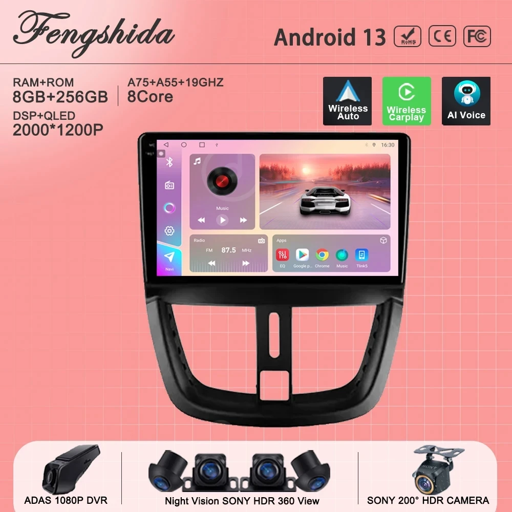 

Android 13 For Peugeot 207 CC 207CC 2006-2015 Car Radio Multimedia Screen Player Navigation No 2din DVD Stereo Head Unit 5G WIFI