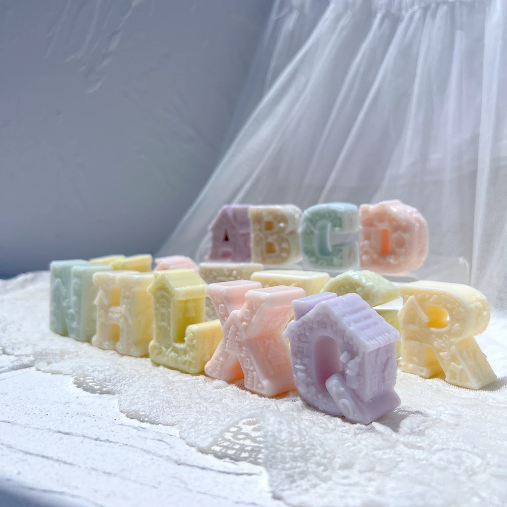 10 Numbers Figure Resin Cement Plaster Mold 26 Gingerbread Alphabet Letters Candle Silicone Mold for Birthday Christmas Ornament