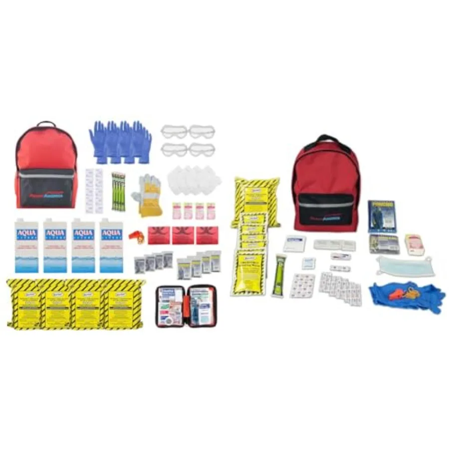 

70380 72 Hour Emergency Kit, 4-Person, 3-Day Backpack, Includes First Aid Kit, Survival Blanket, Emergency Food Portable Disast
