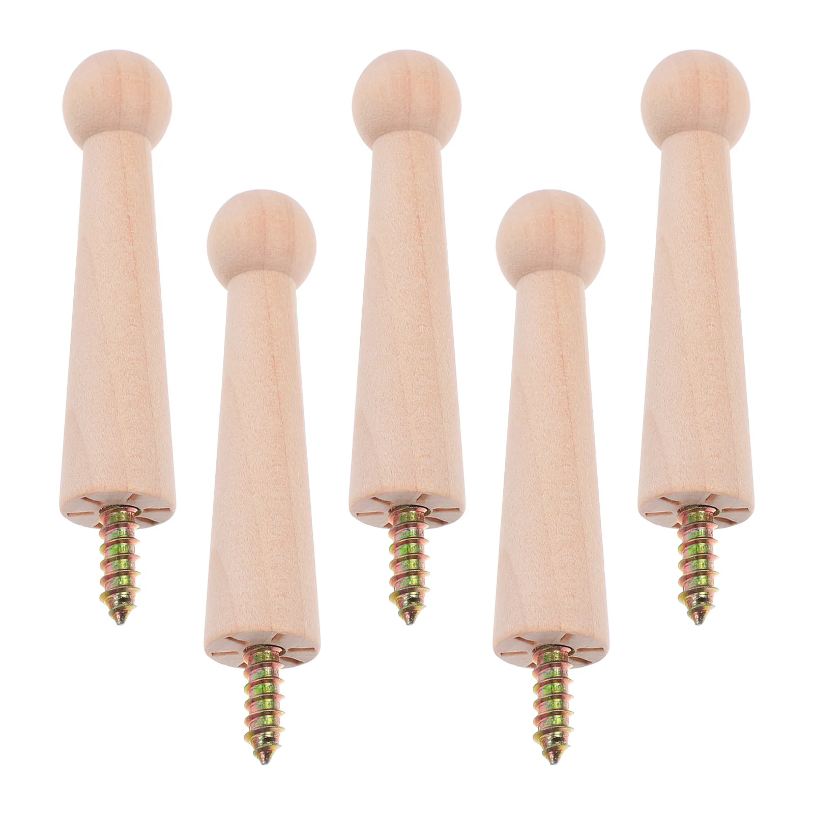 

5pcs Wooden Hooks Wood Wall Hooks for Clothes Hats Towels Spiral Design Easy Installation Home Office Hotel Decor Boho
