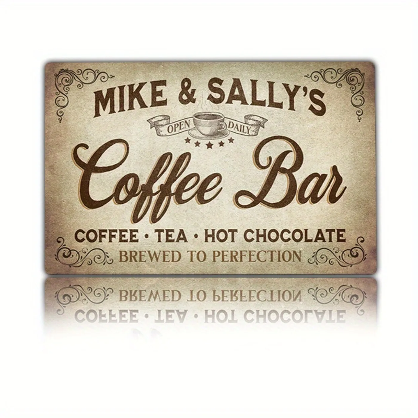 1 Stück personalisiertes Vintage-Kaffeebar-Metallschild, 8 x 12 Zoll, staubdicht und wasserdicht (nur Dekoration)