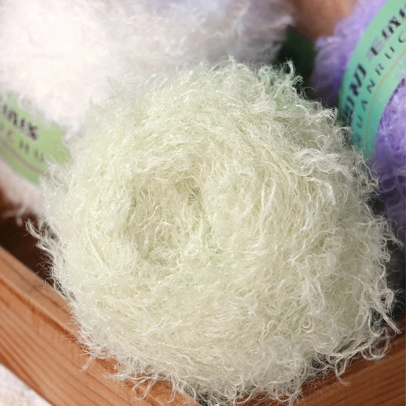 Soft Fine Curly Woolen Yarn Diy Knitting Plush Dolls Crochet Yarn Thread Handicrafts Curly Hair Knitting Yarn Handmade Hat Scarf