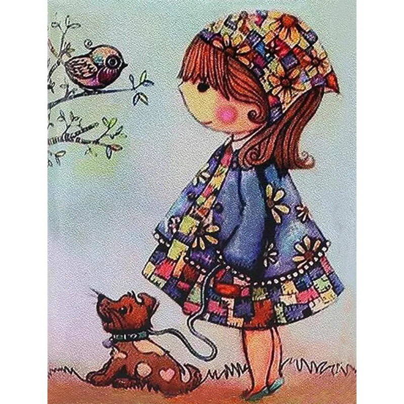 

Набор для алмазной вышивки AB с изображением девушек и собак