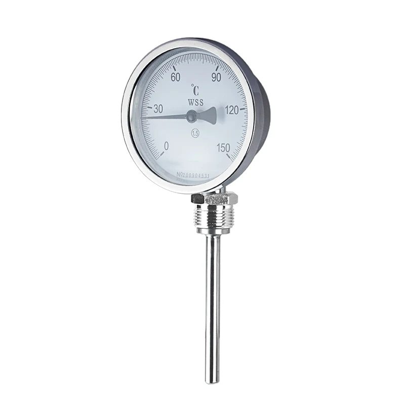 WSS-411 Bimetallic thermometers PT100 0-100℃ 0-200℃ Axial Radial Universila M27*2 Bimetal Thermometer Rob 6mm *50/100/150/200mm