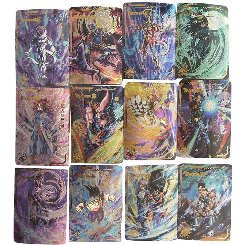 Anime Dragon Ball DIY ACG Frieza Bejita Majin Buu Torankusu Tabletop Games Laser Collection Cards Toys for boys Birthday Gift