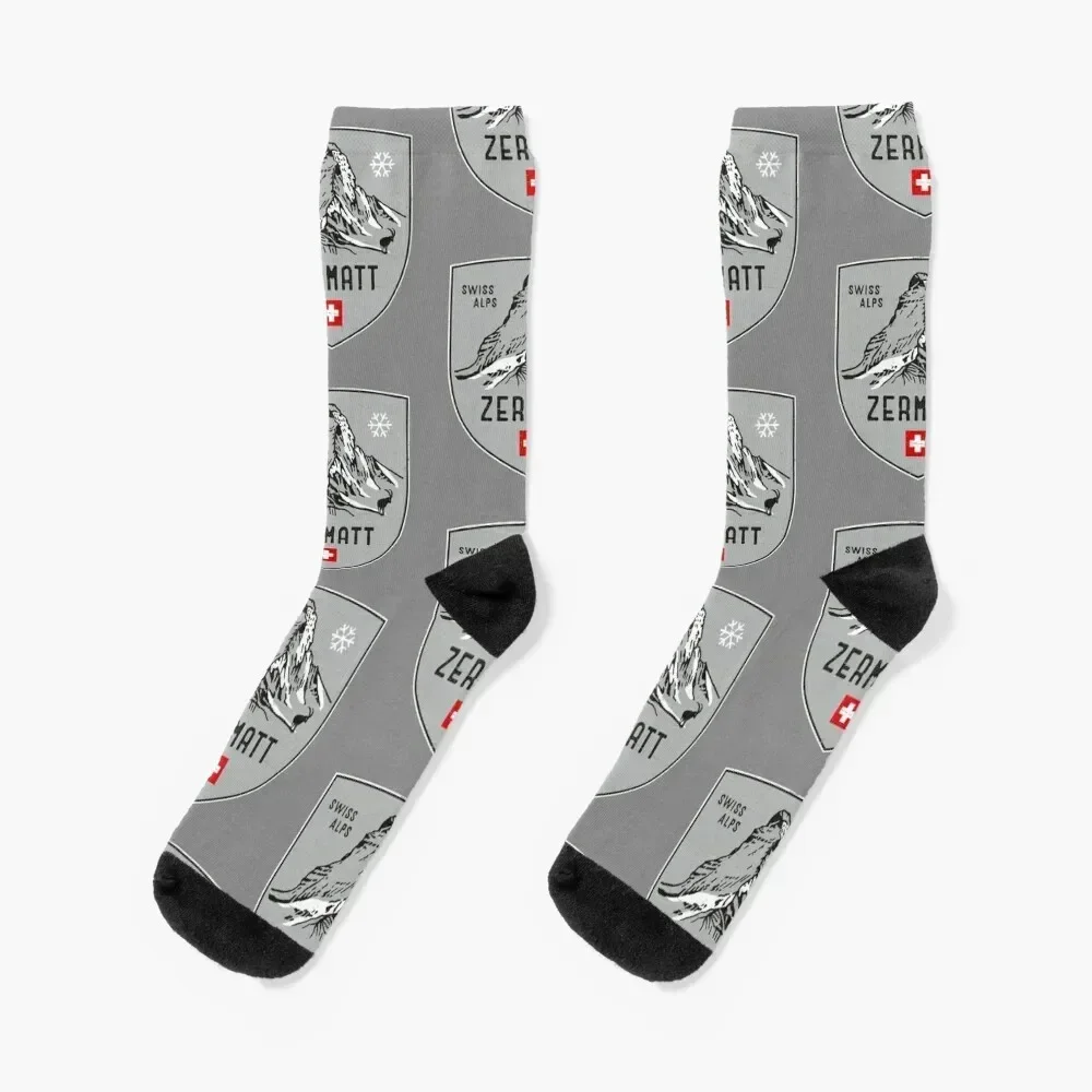 Zermatt Mountain Switzerland Emblem Socks men cotton high quality funny gifts kids Socks Girl Men's