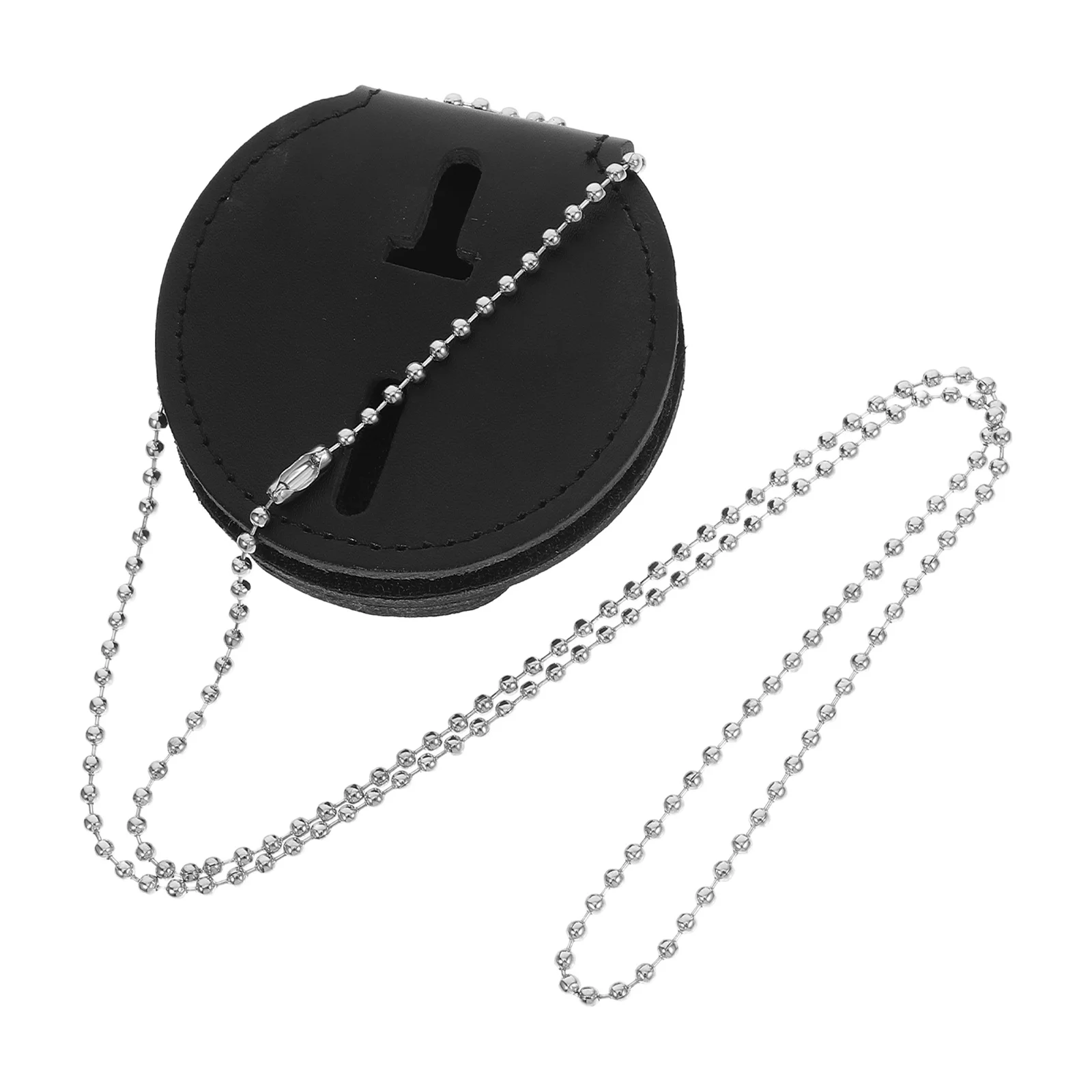 

Stylish PU Badge Holder Oval Shape with Metal Clip and Chain for Office Protector Pencil Badge Holder Id Case