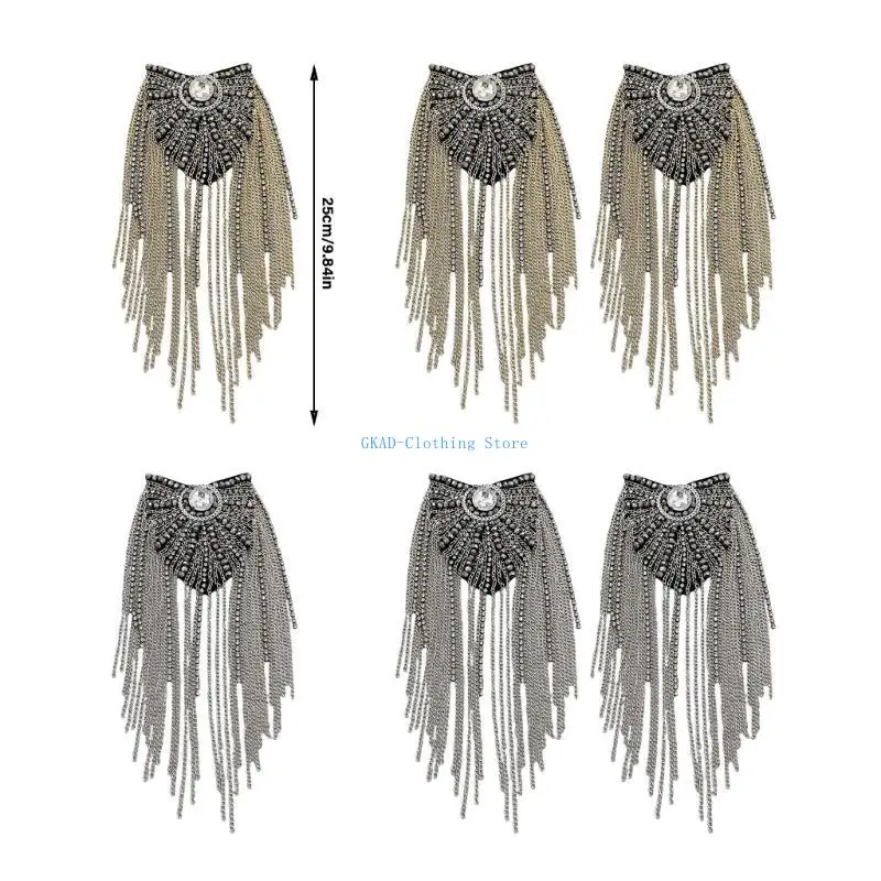N0PE Fashion Studded Epaulette for Clothes Punk Coat Suit Shoulder Epaulet Fringe
