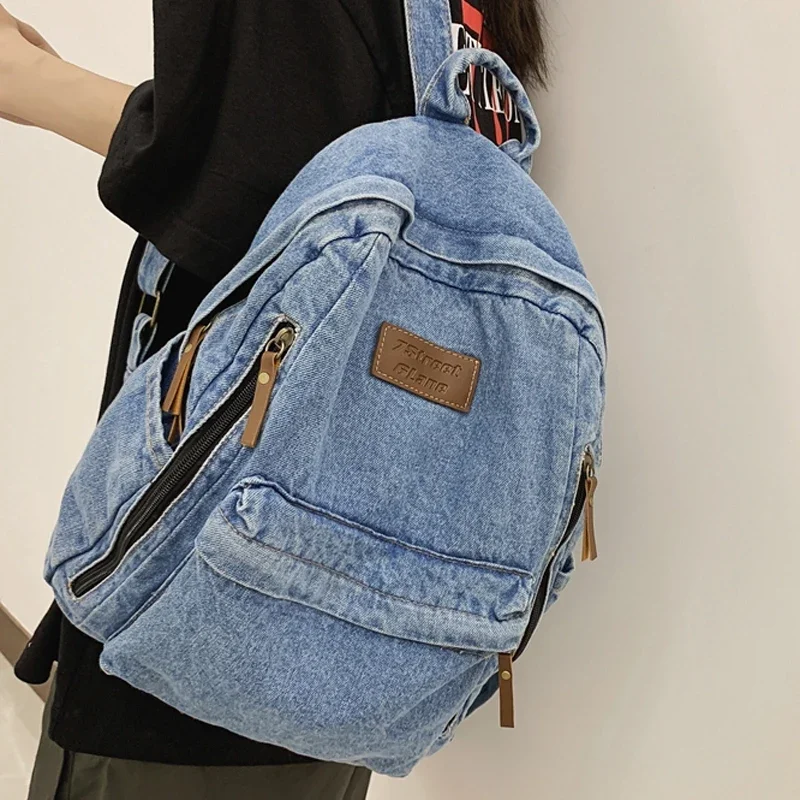 Sacs à dos en denim de haute qualité pour femmes, nouveaux cartables pour femmes, sacs à dos pour ordinateur portable pour jeunes, sac de voyage, printemps 2024